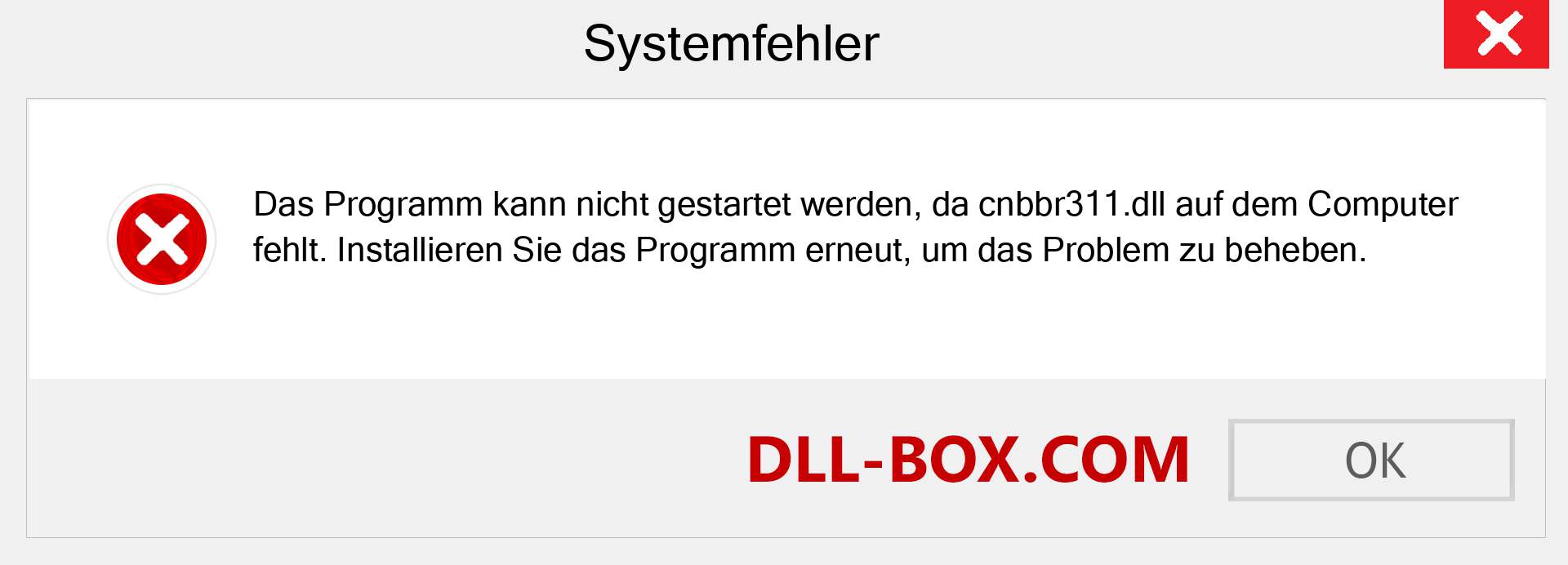 cnbbr311.dll-Datei fehlt?. Download für Windows 7, 8, 10 - Fix cnbbr311 dll Missing Error unter Windows, Fotos, Bildern